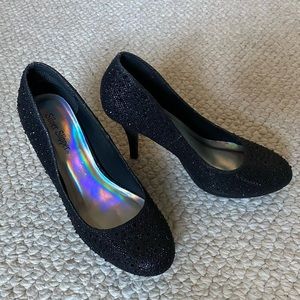 Black Rhinestone Heels